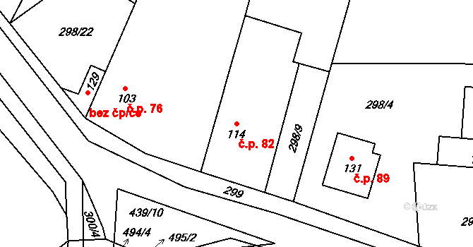 Mladějovice 82, Čejetice na parcele st. 114 v KÚ Mladějovice, Katastrální mapa