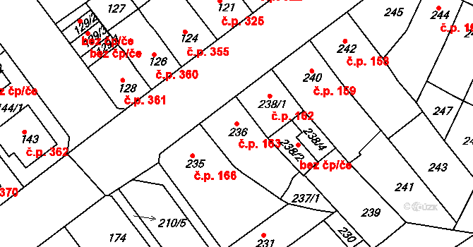 Proboštov 163 na parcele st. 236 v KÚ Proboštov u Teplic, Katastrální mapa