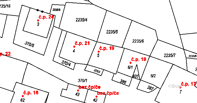 Brodce 19, Kněžice na parcele st. 5 v KÚ Brodce, Katastrální mapa