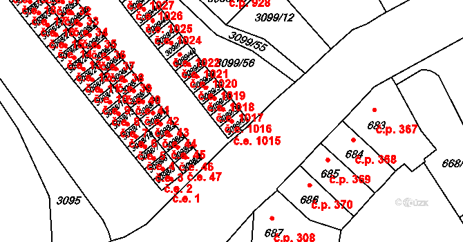 Pelhřimov 1015 na parcele st. 3099/34 v KÚ Pelhřimov, Katastrální mapa
