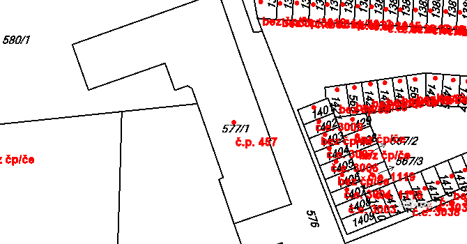 Řetenice 457, Teplice na parcele st. 577/1 v KÚ Teplice-Řetenice, Katastrální mapa