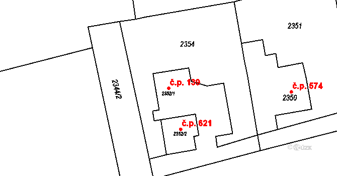 Návsí 139 na parcele st. 2352/1 v KÚ Návsí, Katastrální mapa