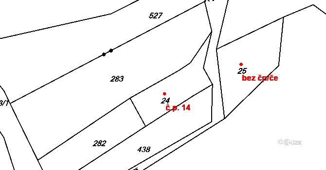 Šerchov 14, Blatno na parcele st. 24 v KÚ Šerchov, Katastrální mapa