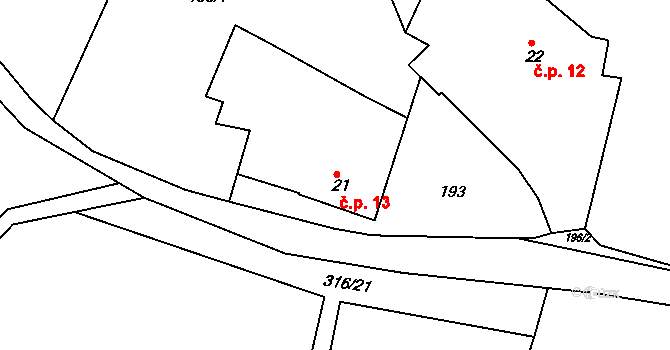 Lipnice 13, Český Rudolec na parcele st. 21 v KÚ Lipnice u Markvarce, Katastrální mapa