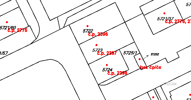 Záběhlice 2397, Praha na parcele st. 5723 v KÚ Záběhlice, Katastrální mapa