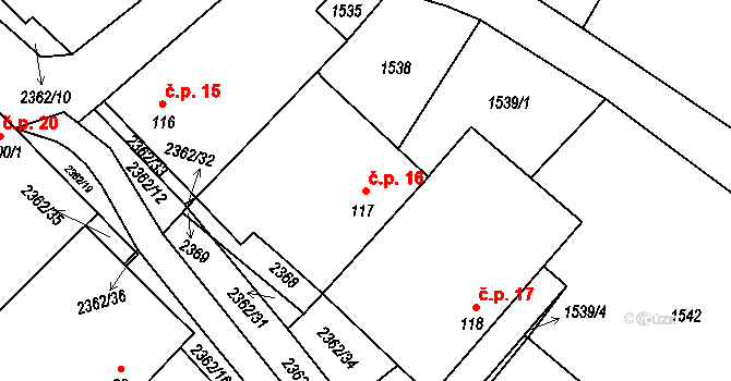 Lipovka 16, Deštná na parcele st. 117 v KÚ Lipovka, Katastrální mapa