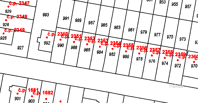 Záběhlice 2354, Praha na parcele st. 984 v KÚ Záběhlice, Katastrální mapa