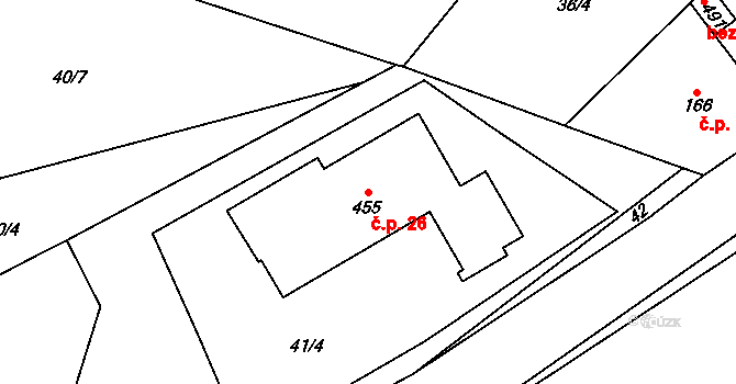Svinaře 26 na parcele st. 455 v KÚ Svinaře, Katastrální mapa