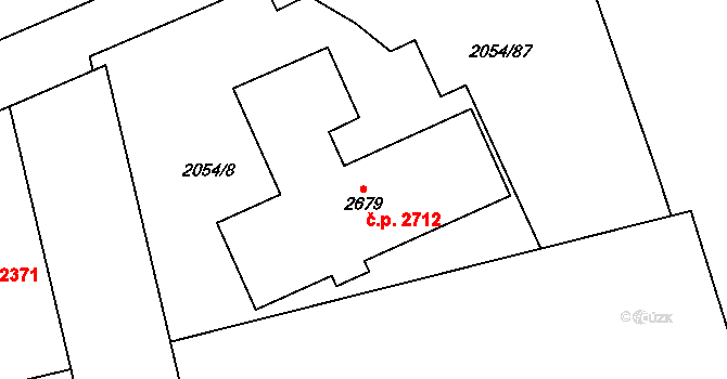 Hodonín 2712 na parcele st. 2679 v KÚ Hodonín, Katastrální mapa