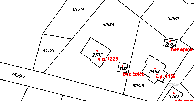 Vrchlabí 1228 na parcele st. 2737 v KÚ Vrchlabí, Katastrální mapa