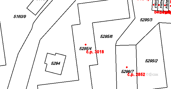Česká Lípa 3018 na parcele st. 5295/4 v KÚ Česká Lípa, Katastrální mapa