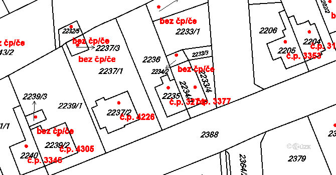 Chomutov 3274 na parcele st. 2235 v KÚ Chomutov II, Katastrální mapa