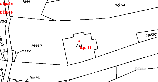 Růžek 11, Nová Ves na parcele st. 241 v KÚ Nová Ves u Chrastavy, Katastrální mapa