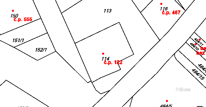 Liberec XIV-Ruprechtice 122, Liberec na parcele st. 114 v KÚ Ruprechtice, Katastrální mapa