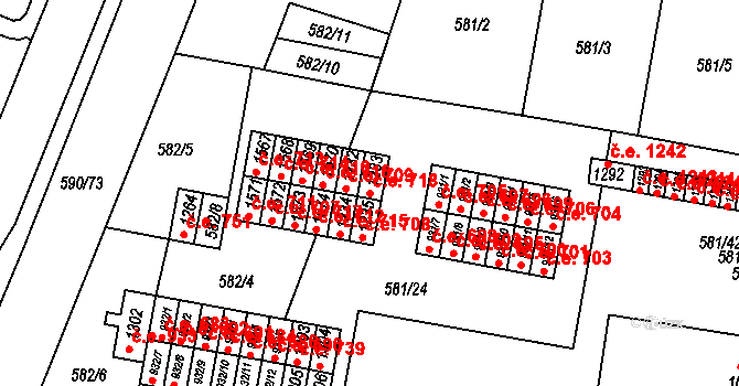 Ivančice 718 na parcele st. 1233 v KÚ Ivančice, Katastrální mapa