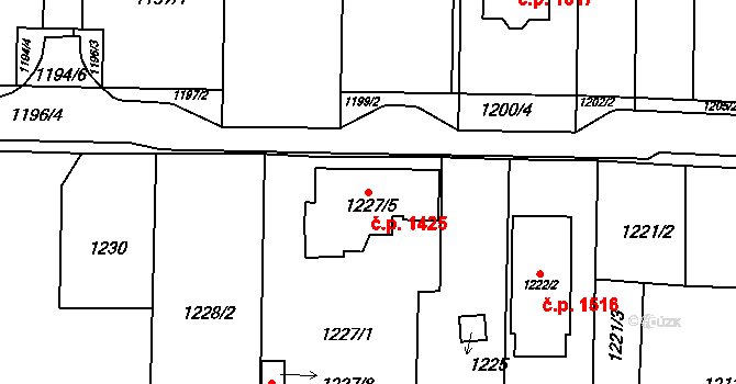 Slavkov u Brna 1425 na parcele st. 1227/5 v KÚ Slavkov u Brna, Katastrální mapa