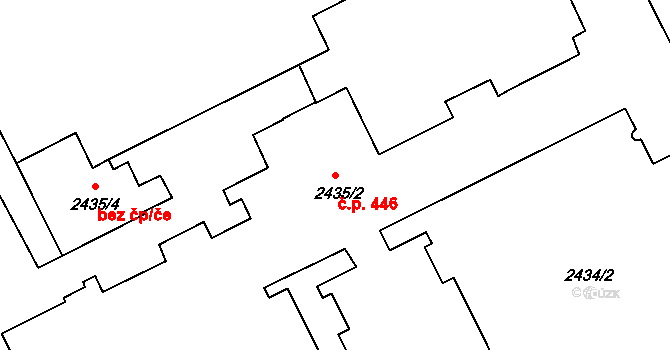 Předměstí 446, Opava na parcele st. 2435/2 v KÚ Opava-Předměstí, Katastrální mapa