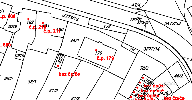 Česká Třebová 179 na parcele st. 179 v KÚ Česká Třebová, Katastrální mapa