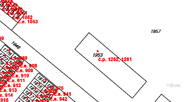 Město 1251,1252, Havířov na parcele st. 1953 v KÚ Havířov-město, Katastrální mapa