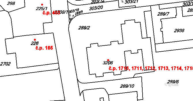 Choceň 1711,1712,1713,1714, na parcele st. 3206 v KÚ Choceň, Katastrální mapa