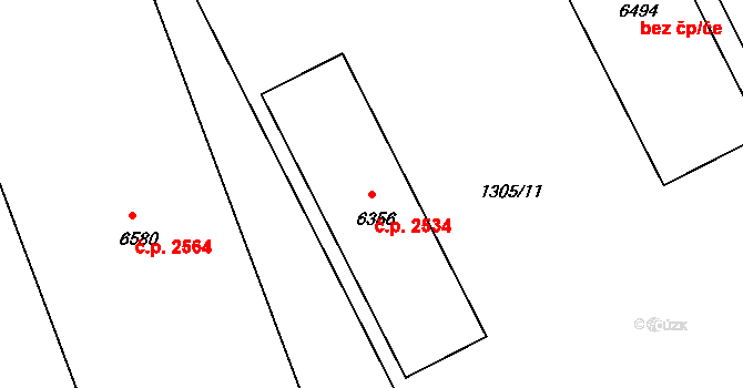 Budějovické Předměstí 2534, Písek na parcele st. 6356 v KÚ Písek, Katastrální mapa