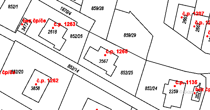 Vrchlabí 1265 na parcele st. 3567 v KÚ Vrchlabí, Katastrální mapa