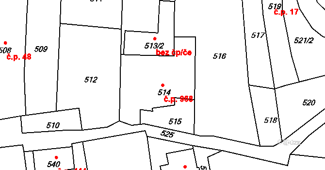 Šluknov 968 na parcele st. 514 v KÚ Šluknov, Katastrální mapa