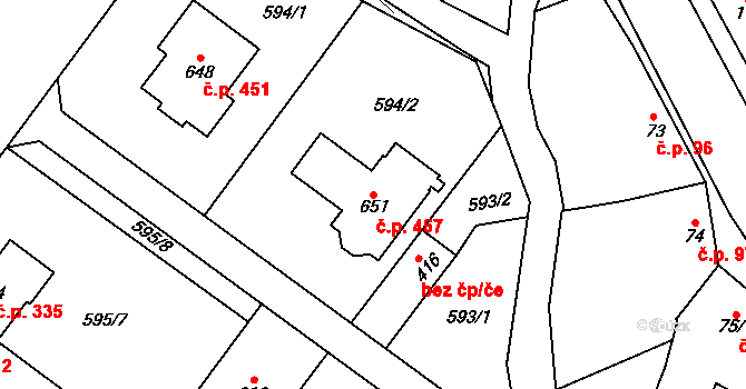 Držovice 457 na parcele st. 651 v KÚ Držovice na Moravě, Katastrální mapa
