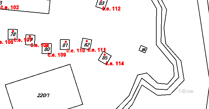 Vicmanov 114, Mukařov na parcele st. 85 v KÚ Vicmanov, Katastrální mapa
