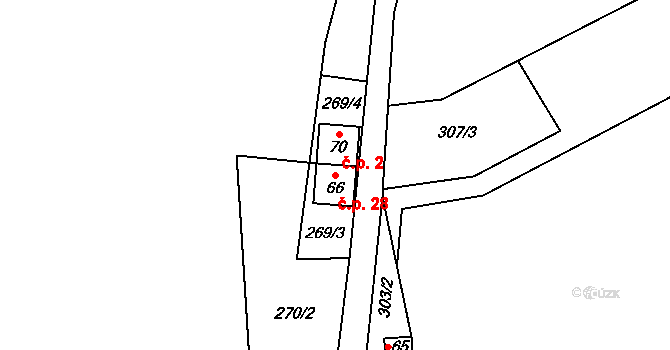 Žlíbky 28, Horní Vltavice na parcele st. 66 v KÚ Žlíbky, Katastrální mapa