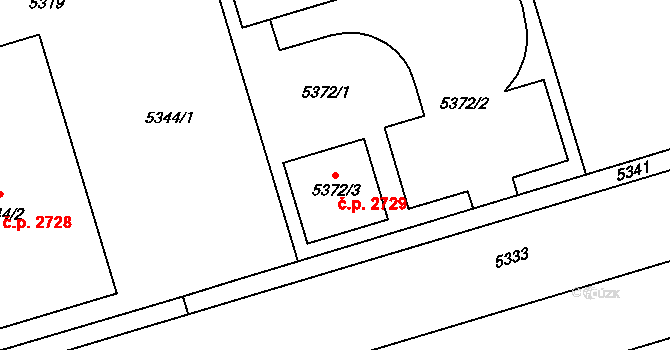 Louny 2729 na parcele st. 5372/3 v KÚ Louny, Katastrální mapa