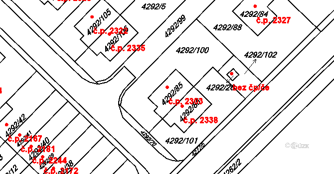 Zábřeh 2303 na parcele st. 4292/85 v KÚ Zábřeh na Moravě, Katastrální mapa