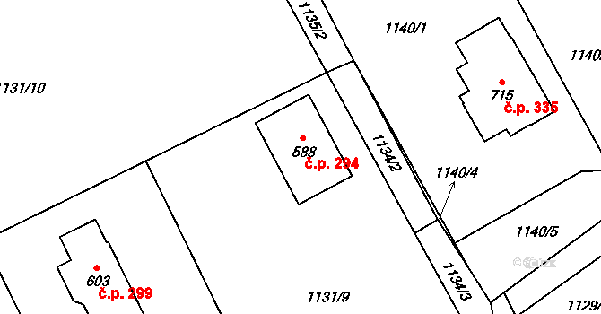 Nošovice 294 na parcele st. 588 v KÚ Nošovice, Katastrální mapa