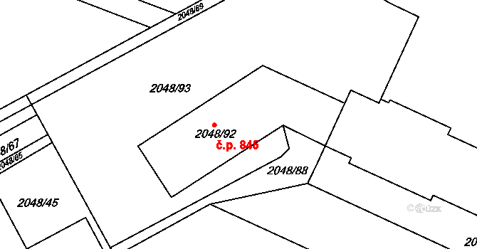 Paskov 845 na parcele st. 2048/92 v KÚ Paskov, Katastrální mapa