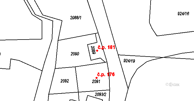 Ciboušov 181, Klášterec nad Ohří na parcele st. 2089 v KÚ Miřetice u Klášterce nad Ohří, Katastrální mapa
