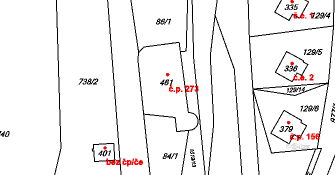 Černý Důl 273 na parcele st. 461 v KÚ Černý Důl, Katastrální mapa