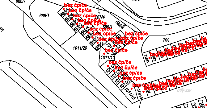 Mšeno nad Nisou 2182, Jablonec nad Nisou na parcele st. 1011/13 v KÚ Mšeno nad Nisou, Katastrální mapa