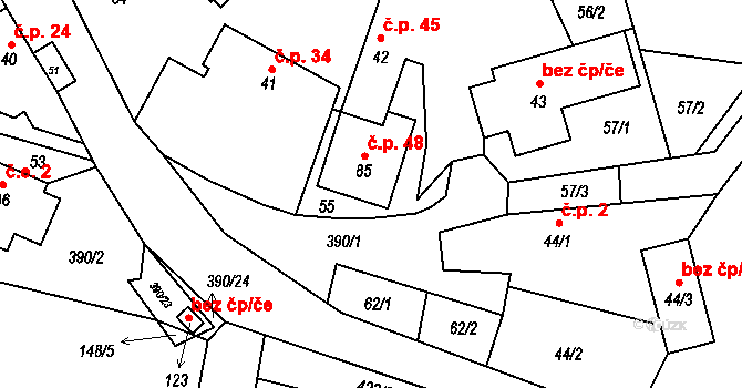 Dolní Libochová 48 na parcele st. 85 v KÚ Dolní Libochová, Katastrální mapa