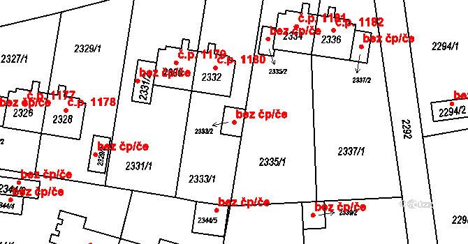 Sokolov 38563231 na parcele st. 2333/2 v KÚ Sokolov, Katastrální mapa