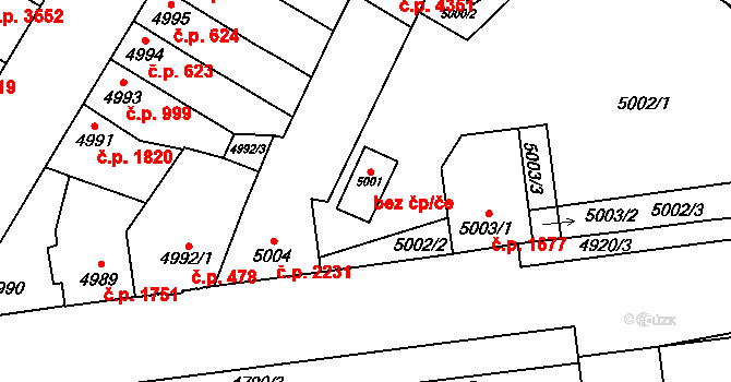 Brno 39477231 na parcele st. 5001 v KÚ Židenice, Katastrální mapa