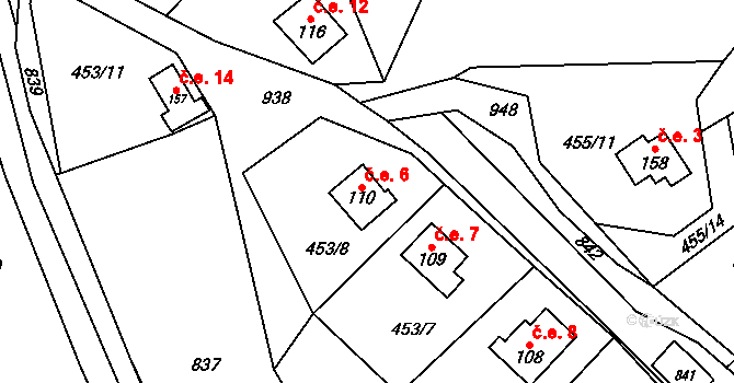Stav 6, Úbislavice na parcele st. 110 v KÚ Stav, Katastrální mapa