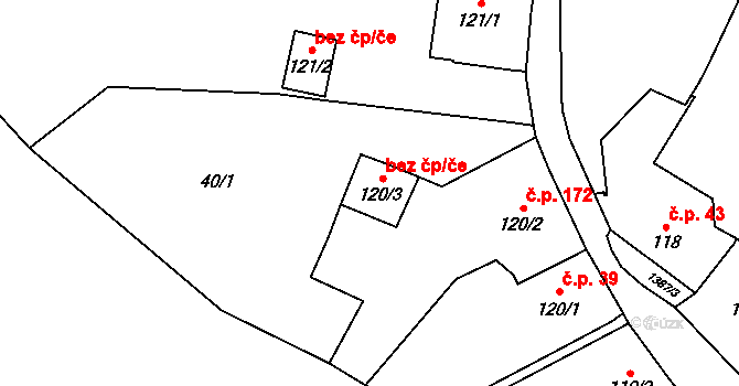Vranov nad Dyjí 40955231 na parcele st. 120/3 v KÚ Vranov nad Dyjí, Katastrální mapa