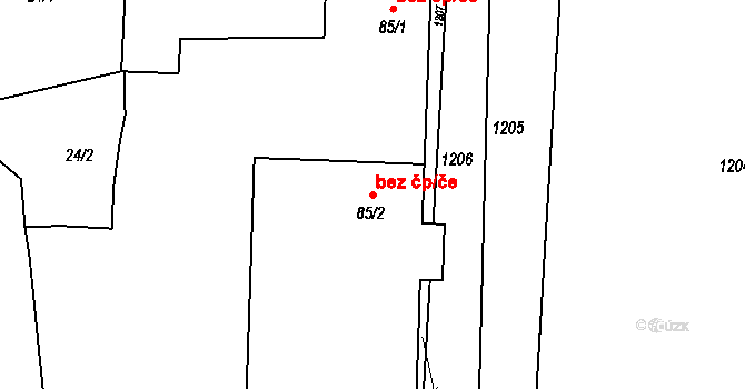 Slavonice 40984231 na parcele st. 85/2 v KÚ Mutišov, Katastrální mapa