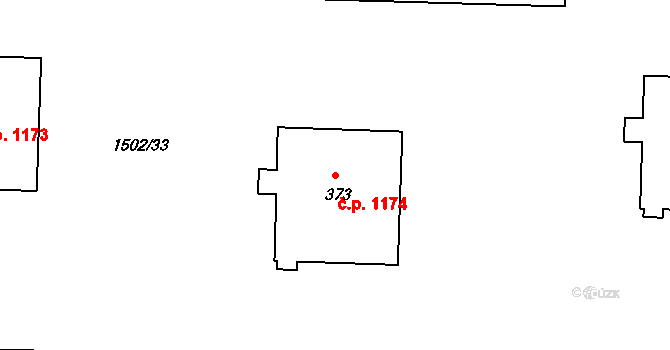 Kvítkovice 1174, Otrokovice na parcele st. 373 v KÚ Kvítkovice u Otrokovic, Katastrální mapa