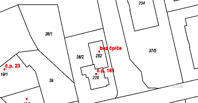 Čestice 41632231 na parcele st. 282 v KÚ Čestice, Katastrální mapa