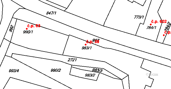 Želechovice nad Dřevnicí 39 na parcele st. 983/1 v KÚ Želechovice nad Dřevnicí, Katastrální mapa