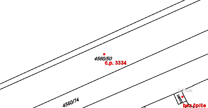 Teplice 3334 na parcele st. 4560/50 v KÚ Teplice, Katastrální mapa