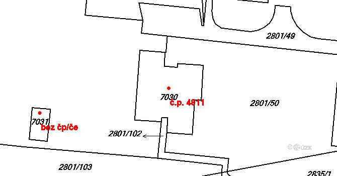 Zlín 4811 na parcele st. 7030 v KÚ Zlín, Katastrální mapa