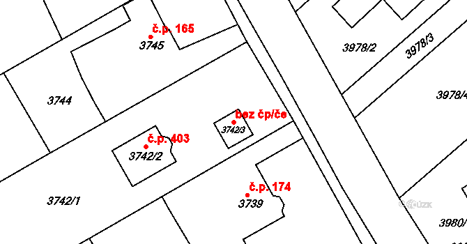 Frýdek-Místek 42589231 na parcele st. 3742/3 v KÚ Lískovec u Frýdku-Místku, Katastrální mapa