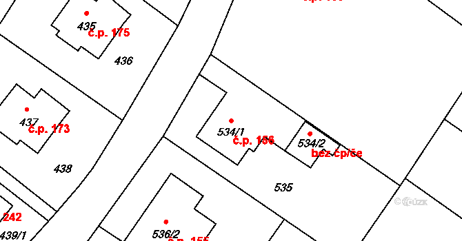 Děhylov 156 na parcele st. 534/1 v KÚ Děhylov, Katastrální mapa